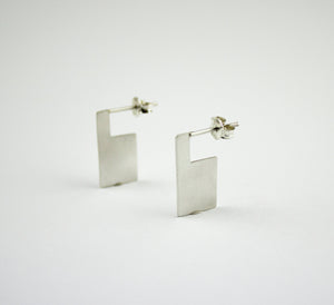 Pendientes de plata rectangulares minimalistas