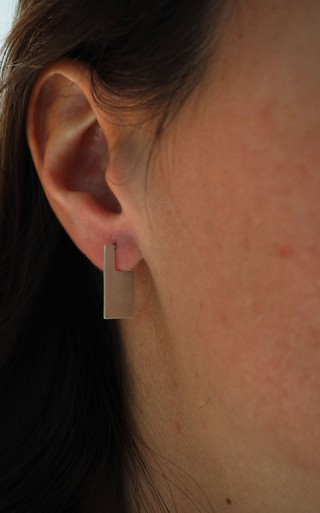 Pendientes de plata rectangulares minimalistas